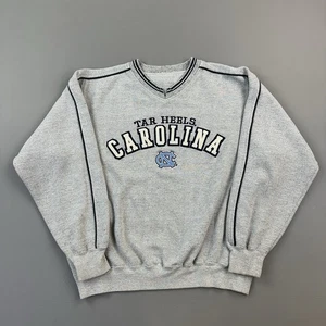 Vintage North Carolina Tarheels Sweatshirt Herren Large grau bestickt Pullover - Bild 1 von 12