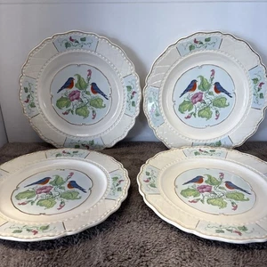 Set of 4 Vintage Hand Painted Burton&Burton 9.5 Inch Dinner Plates - Picture 1 of 9