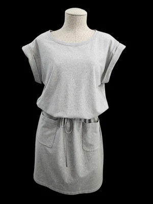 LM Women's M Lafayette 148 Folded Cuff Tie Waist Terrycloth Pocket Dress Gray - Image 1 of 4