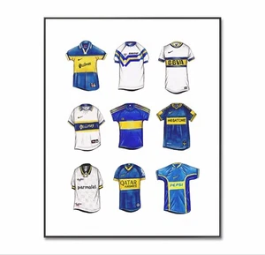 Boca Juniors Fußballtrikot, Boca Juniors Poster, Retro Fußball Set, A4 Druck - Bild 1 von 5