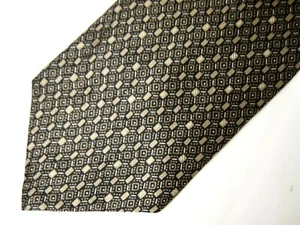 Vtg Van Heusen Mens Necktie Tie Black Beige Geometric Silk 58" Career - Picture 1 of 4