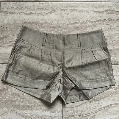 EXPRESS Silver Metallic Dress Short Cuffed Detail Shorts Size 2 New - Image 1 of 4