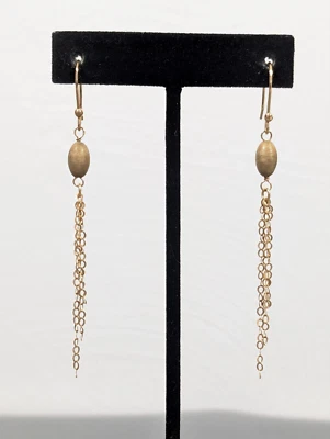 VTG LIRM Italy Gold Over Sterling Silver 925 Ribbed Chain Tassel Earrings - Image 1 of 4