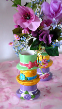 (1) Whimsical Hand Painted Ceramic "Stacked Hat Vase"  "Fun All Year Round".  