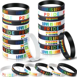 Rainbow Pride Wristbands Gay Pride Silicone Bracelet LGBT Love Gay Lesbian Rainb - Picture 1 of 7
