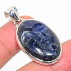 Natural Sodalite Gemstone Indian Jewelry 925 Sterling Silver Pendant For Women