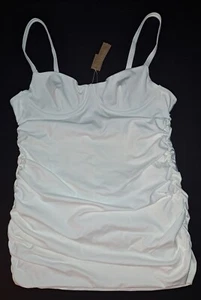 ⛱️SKIMS 1 Piece Ruched Shaping Sculpting Swim Dress White Marble 26 28 4X - Picture 1 of 5