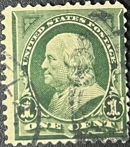 1898 Stamp One Cent Benjamin Franklin Stamp Dark Green - Picture 1 of 2