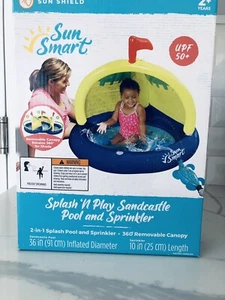 Sun Smart Splash N Play Sandcastle Pool and Sprinkler Removable Canopy - Picture 1 of 4