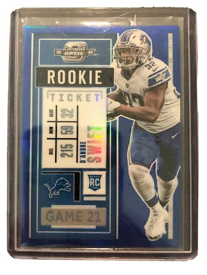 D’andre Swift Panini Blue Prize Rookie Ticket RC 2020 Contenders Optic #d 5/99 - Image 1 of 2