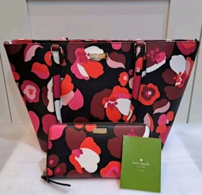 Red, White & Pink Floral Kate Spade Tote Bag & matching Purse NWT - Image 1 of 4