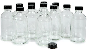 , 12, Clear, 4 Oz Glass Bottles, with Lids - Picture 1 of 12