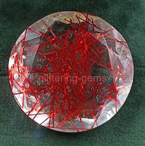 148.00 Ct Red Rutilated Quartz Certified Transparent Round Cut Loose Gems 5AIZ - Picture 1 of 7