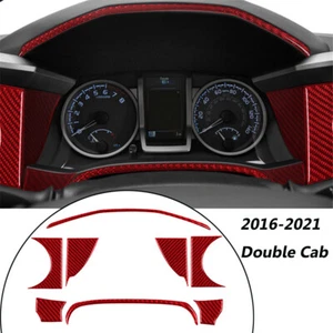Carbon fiber Interior Speedometer Decor Red Trim For Toyota Tacoma 2016-2021 - Picture 1 of 8