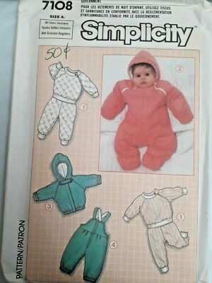 Snowsuit Snow Bib Pants Jacket Overalls NB Simplicity Sewing Pattern 7108 UC FF - Image 1 of 4
