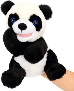 Panda Hand Puppet Plush Toy with Movable Mouth for Kids Role Play & Teaching, 9" - Picture 1 of 9
