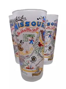 Vintage 2004 “Catstudio” Frosted Missouri Colorful Glass Tumblers - Picture 1 of 6