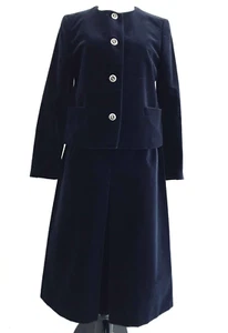 The Scotch House set gonna blazer velluto donna taglia 4 blu con bottoni maxi - Foto 1 di 12