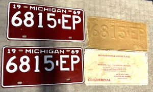 NOS 1969 Michigan Car / Auto Commercial License Plates Matching PAIR 6815-EP - Picture 1 of 9