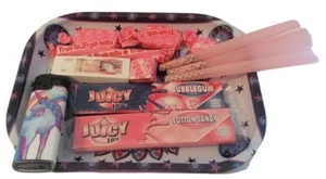 Rolling Tray Pink Gift Set Juicy Jay, Smoking Set, Pre Rolled Cones, pink papers - Picture 1 of 4