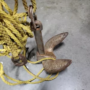 vintage Roloff Mfg Co N15 Boat Anchor Kaukauna Wisconsin with two clips, rope - Picture 1 of 7