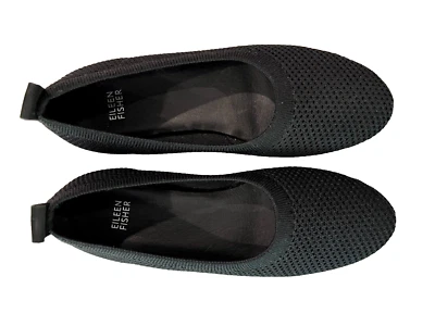 Eileen Fisher черный балерина текстурированный эластичной трикотажа размер 7,5 балетки туфли - Изображение 1 из 4