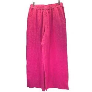 Pink Linen Wide Leg Pants women sz L - Picture 1 of 6