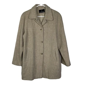 London Fog Women Khaki Tan Wool Blend Peacoat Jacket Long Sleeve Single Breasted - Picture 1 of 15
