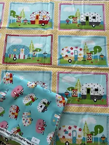HENRY GLASS Quilt Suppenstoff RETRO CAMPERS CAMP Barbara Jones 1 Yard & 1 Panel - Bild 1 von 13