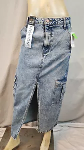 Love Fire Stone Wash Denim Full Length Pencil Skirt Juniors Size 5 SMALL NEW - Picture 1 of 5