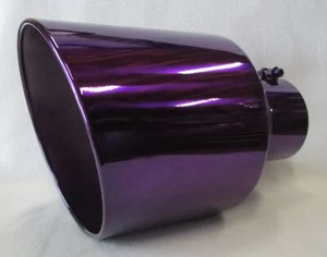 PUNTA DE ESCAPE DIÉSEL CROMO TRANSPARENTE MORADO (ATORNILLADO) 4" IN 10" OUT 15" L - Imagen 1 de 6