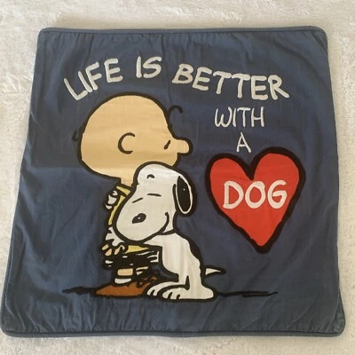 Pottery Barn Peanuts Snoopy Life Is Better With A Dog Pillow Cover - Image 1 of 4