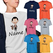 Personalised T-Shirt Mr Bean Kids & Adult Tops Funny Cartoon - Custom Name Gift