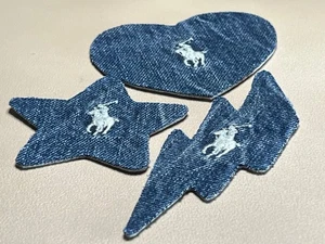 Polo Ralph Lauren Denim Custom embroidered sew on patch shapes - Picture 1 of 18