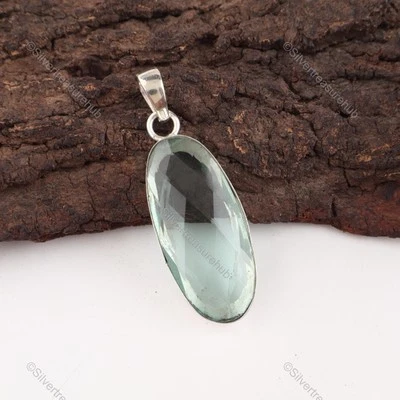 海蓝宝石 925 银喉脉轮最佳姐妹礼物吊坠珠宝首饰 — 第 1/4 张图片