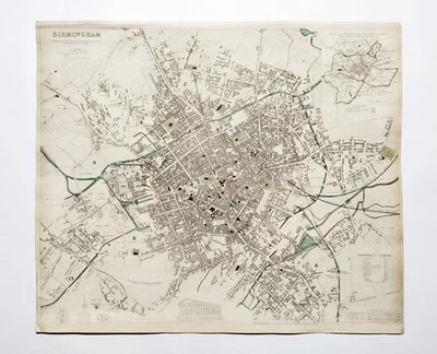 BIRMINGHAM original antique Victorian map J. Henshall for SDUK 1839 superb Foto 1 de 4