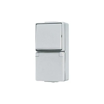 Jung 676W SCHUKO-Steckdose mit Schalter Wechsel IP44 WG600 - Bild 1 von 2