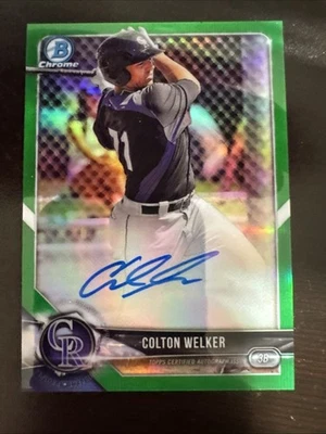 2018 Bowman Chrome Prospect Auto Green Refractor /99 Colton Welker #CPA-CW Auto - Image 1 of 2