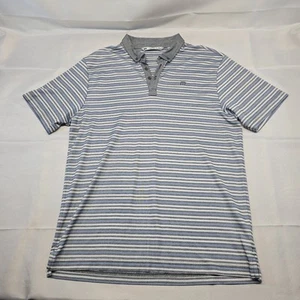 Travis Mathew Golf Polo Shirt Gray/Blue Striped Pima Cotton Blend Men XL - Picture 1 of 9