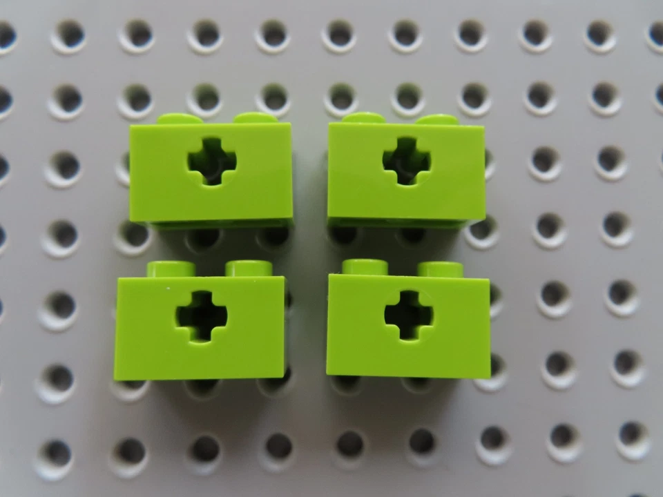LEGO 4 x Technic Stein 32064 1x2 Kreuzloch Achse lime limette - Bild 1 von 1
