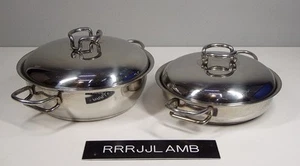 Serafino ZANI Zini KAREN Stainless Steel Braiser Saute Sauce 2 PANS & LIDS ITALY - Picture 1 of 11
