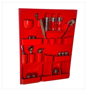 Organiser Porta Oggetti da Parete Vintage ABS Rossa Made in Italy Anni ‘70 - Picture 1 of 24