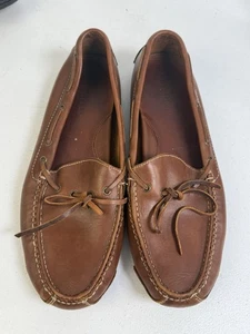 Scarpe mocassino da uomo Cole Haan in pelle marrone slip-on driver taglia 11,5 D - Foto 1 di 10