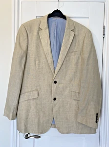 JOHN LEWIS Beige Pure Linen Jacket Lined Blazer 2 Button Chest 44" Regular - Picture 1 of 8