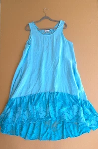 Robe Gigi Moda en lin bleu dos crocheté, fabriquée en Italie, taille unique - Photo 1/8