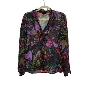 Vintage y2k Miss Sixty Blouse Flowers Floral Silk? Euro Italy Shirt Frilly Fairy - Picture 1 of 6