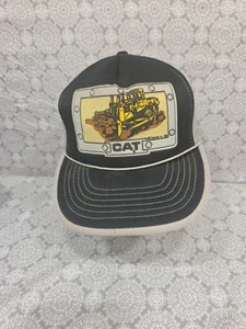 Vintage CAT Hat Snap Back Tonkin Trucker Caterpillar Rope 80s Mesh Cap Bulldozer - Picture 1 of 13