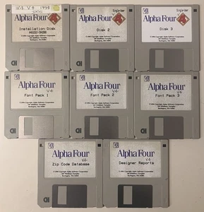 Alpha Four V4 Vintage 1994 DOS Software 3.5” Install Disks x3 + Front Pack x5 - Picture 1 of 10