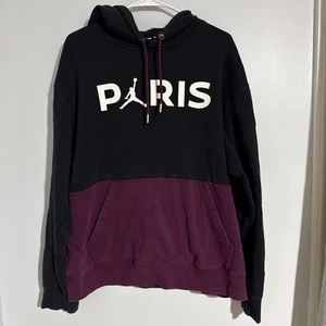 Air Jordan Paris St Germain Soccer Purple/Black Hoodie Sweatshirt Size L - Picture 1 of 5