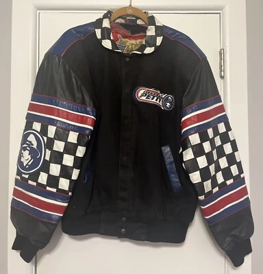 VTG JH Autographed Richard Petty Racing #43 Nascar Leather/Canvas Coat Sz Med - Image 1 of 4